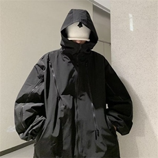 潮机能风连帽冲锋衣男女同款潮牌高街宽松休闲外套JK237-P55，男装夹克，星座208-5
