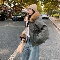 【主推】可脱卸毛领座山雕派克服宽松夹克外套A353-P155-K235，女装棉衣/棉服，2D148