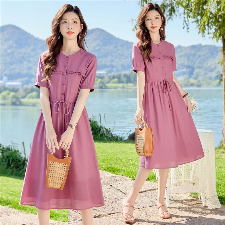 3220A时尚圆领细带连衣裙，女装连衣裙，倪叶myz