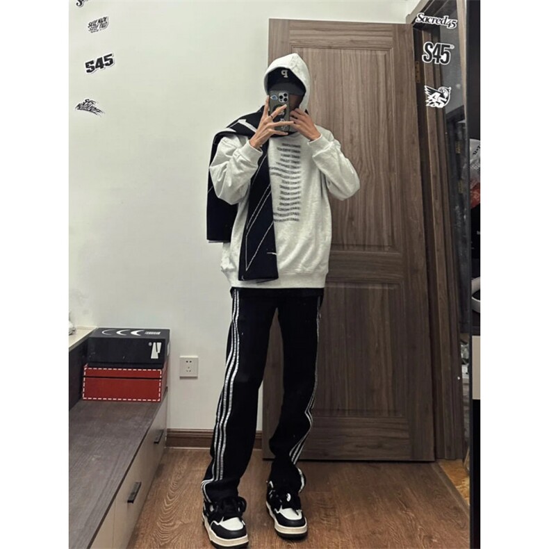 【有货】美式复古三条杠条纹牛仔裤男宽松裤子NZ818CC-特P55,男装牛仔裤,星座1007（原301D）