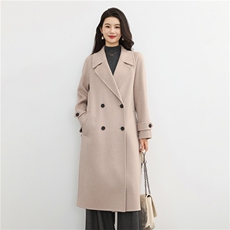 秋季新款纯色针织羊毛大衣时尚高端,女装双面呢大衣,呢彩羊绒, 秋季新款纯色针织羊毛大衣时尚高端,女装双面呢大衣,呢彩羊绒,