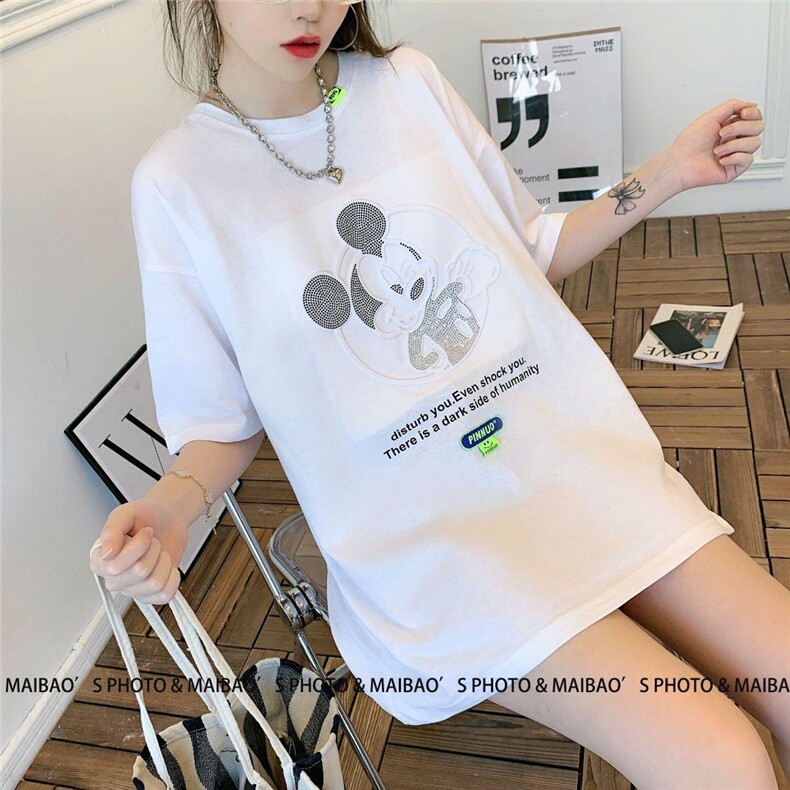 现货2021夏装大板纲印米奇T，女装，泰靡(1F)