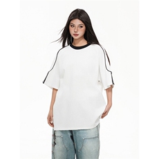得物抖音高品质二开240克重磅宽松纯棉中性风两杠织带短袖T恤DT24，男装T恤，电商A486