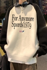 港风新款冬季时尚百搭圆领情侣字母印花毛衣M61006P65控88，男装针织衫/毛衣，电商A268A