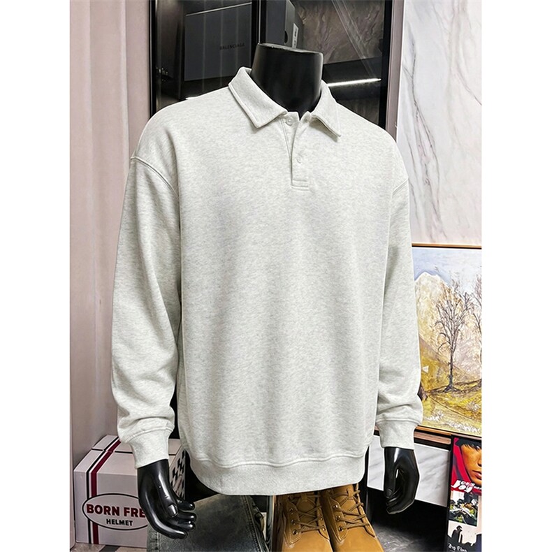抖音得物高品质二开26春装美式高街结构设计POLO翻领卫衣外套W77，男装Polo衫，电商A486