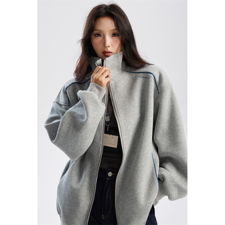 重磅400克美式印花立领卫衣开衫男秋冬季宽松上衣P75X128，男装卫衣，星座803