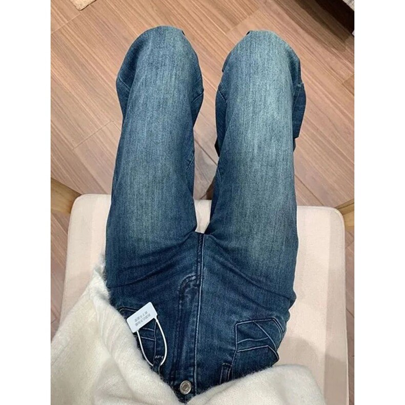 美式复古高腰喇叭牛仔裤女2026新款梨型身材不贴腿垂感阔腿微喇裤,男装牛仔裤,星座1409-3