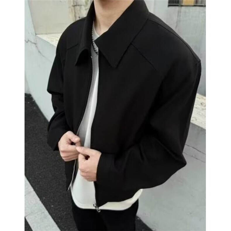 翻领垫肩斜纹夹克男士简约cleanfit双拉链飞行夹克外套JH518,男装夹克,星座1116A（原606A-3）
