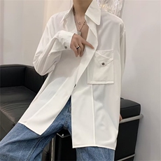 冷淡风高级感男装衬衣夏季薄款嘻哈设计感长袖白色衬衫C611/P44，男装衬衫，星座506