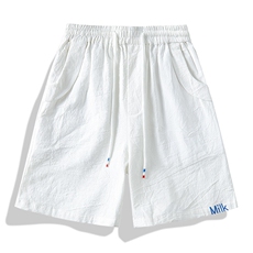 夏季棉麻刺绣短裤男休闲百搭五分裤纯棉沙滩裤XZ310B-3-DK833-P25，男装牛仔裤，星座310B-3