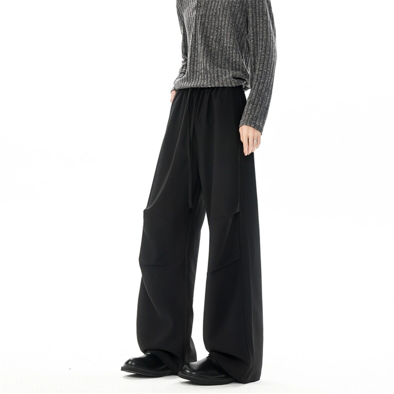 老钱风亚麻休闲西裤美式阔腿裤宽松百搭拖地裤504-K264-特P40控78，男装西裤，星座504