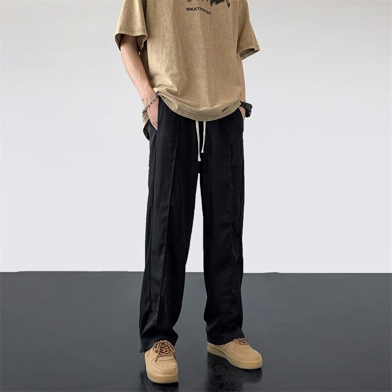 夏季百搭冰丝休闲裤男高街潮流中性长裤子G522/P45,男装休闲裤,电商D202-1