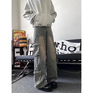 26春款工装风多口袋潮流百搭长裤个性小众设计牛仔裤K666TP65图片