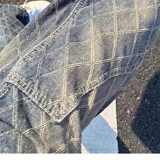 网图高街菱形格牛仔裤男设计微喇直筒长裤1001-1-B089-P52，男装牛仔裤，星座1001-1