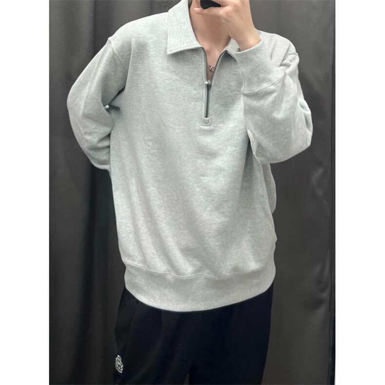 【有货】cleanfit花灰色半拉链卫衣男潮牌高级感痞帅HPYY10LL-P45图片
