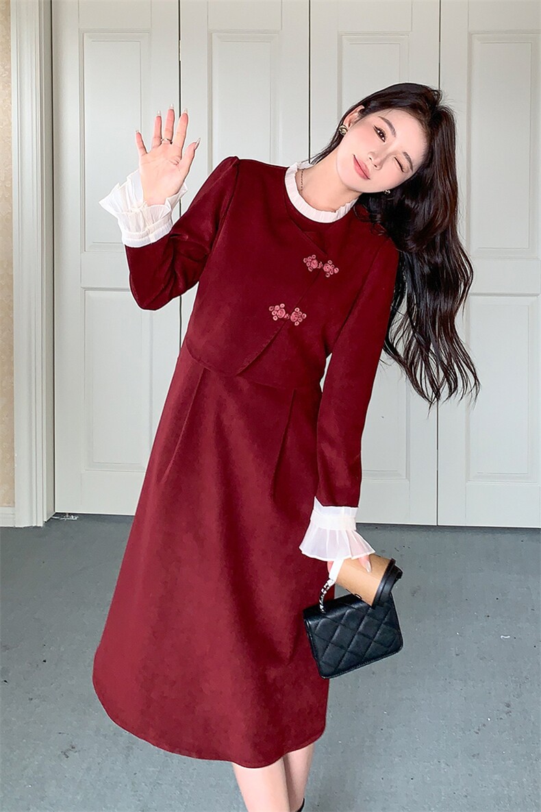 2024春装假两件长袖连衣裙浙宝B2楼239-P130-控185,女装连衣裙,姿衣轩
