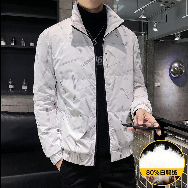 312A-9908-P185 2025冬季新款时尚羽绒服短款外套男80%白鸭绒C图片