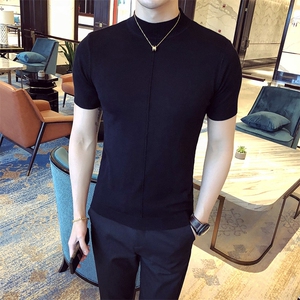 M01/p45 针织衫毛衣男 春夏男士半高领纯色修身内搭打底衫线衣图片