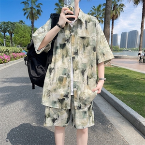 夏季海边沙滩男女同款休闲套装潮牌宽松大码XZ102B-1-TZ2565P55图片