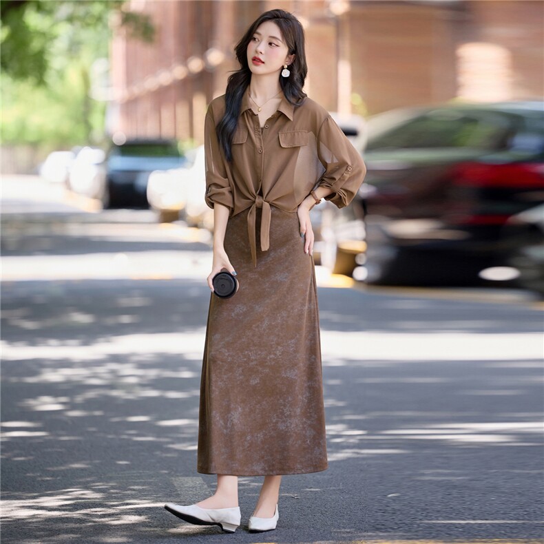 韩系穿搭衬衫吊带时尚套装裙女2025夏季爆款休闲显瘦超好看两件套，女装套装/套裙，魅影
