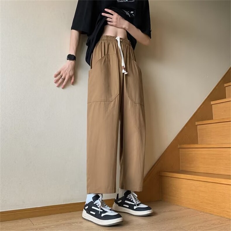 九分裤男韩版潮流纯色帅气百搭2024夏季新款ins宽松长裤K4230-P37,男装休闲裤,星座412-2