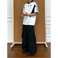 夏季新品美式球衣运动衣服翻领POLO衫男宽松短袖，男装T恤，星座410-7