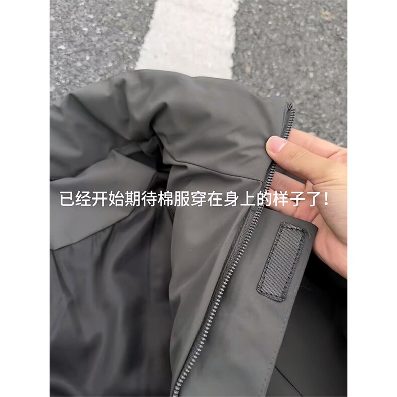 现货美式高街休闲夹克冬季立领纯色三防户外工装加厚棉服外套,男装夹克,电商A486
