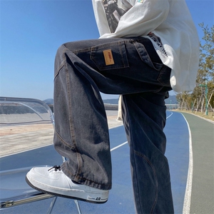 牛仔裤直筒宽松口袋设计阔腿拖地裤韩版潮流裤N0620-P45图片