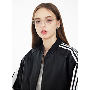 现货 三条杠袖子PU皮棒球服外套秋冬棉服图片