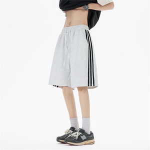 抖音得物高品质二开 重磅华棉 夏季三条杠织带短裤休闲运动五分裤图片