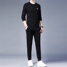 中年爸爸运动套装男秋季新款圆领运动服中老年男士春秋卫衣两件套，男装休闲套装，电商B212（原钱塘6029）