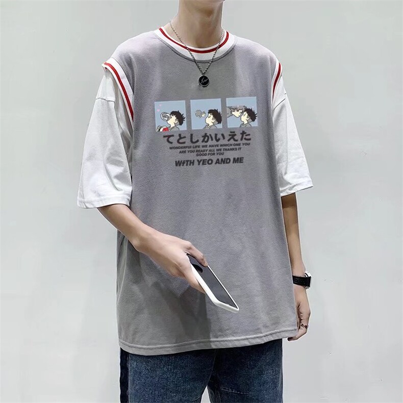 男圆领T恤假两件宽松短袖Q905P28,男装T恤,星座1116-2