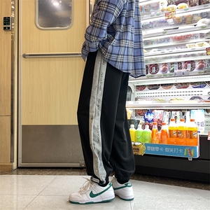 魔术贴裤子男美式篮球裤宽松束脚潮牌秋冬青少年运动卫裤K091-P38图片