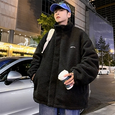 男士皮棉衣加仿羊羔毛冬季棉服潮流休闲个性棉袄A266-WMY612-P100，男装棉衣，电商A266