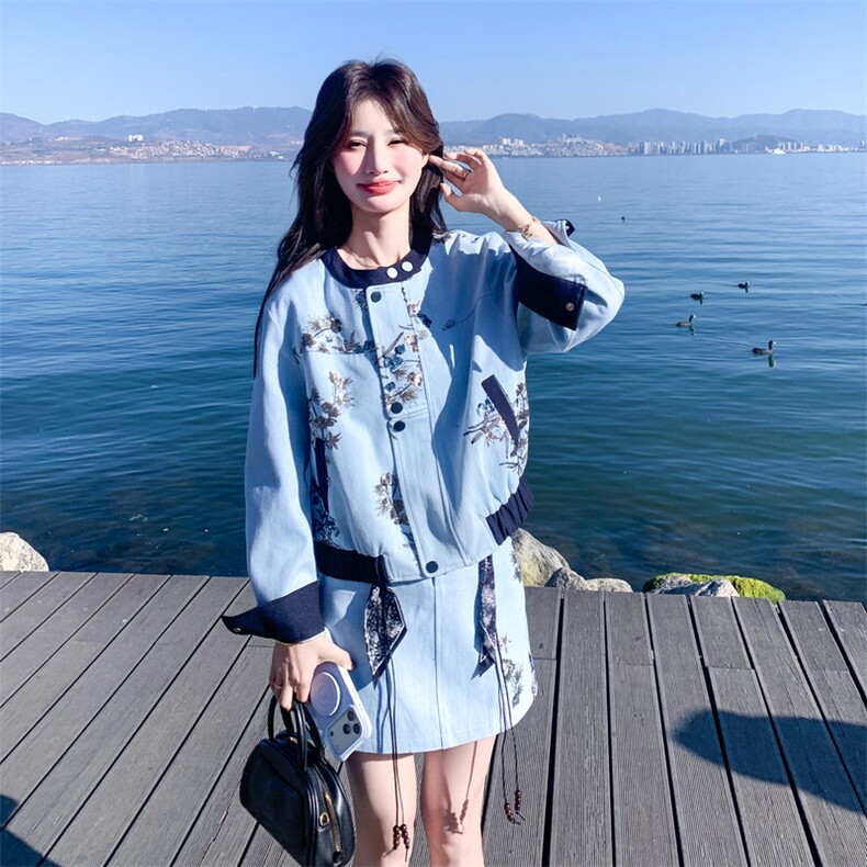 新品大货好数据重工艺刺绣牛仔套装6829-P215控328,女装套装/套裙,2C196