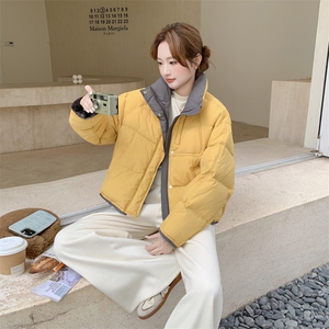 都是现货！2C056-7092-P275控418（撞色拼接 银杏黄90绒 羽绒服）图片