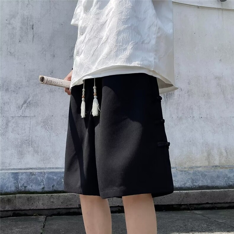 风短裤男士夏季新中式盘扣设计潮牌痞帅休闲五分中裤D90488-p28,男装牛仔裤,星座1008