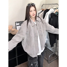 美式拉链口袋皮衣夹克男女工装设计感秋冬宽松百搭棒球服PU皮外套，男装夹克，星座506A