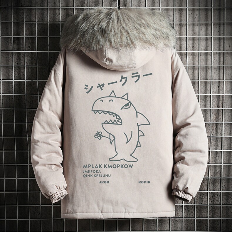 MM48092-P130 冬季大毛领衣男士大码加厚袄男服 网格挂拍图片