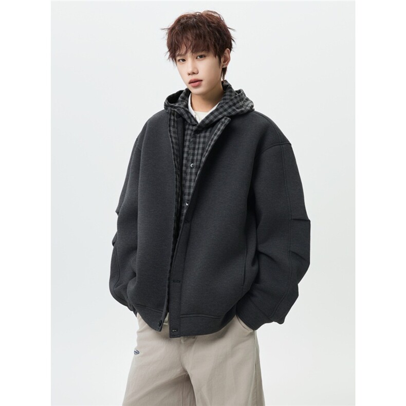 1506-1/WA2691/P80简约百搭开衫连帽卫衣新款男女设计休闲外套图片