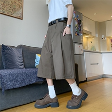 夏复古vintage垂感阔腿七分裤男日系工装宽松休闲直筒裤D0142-P45，男装牛仔裤，星座308B-2