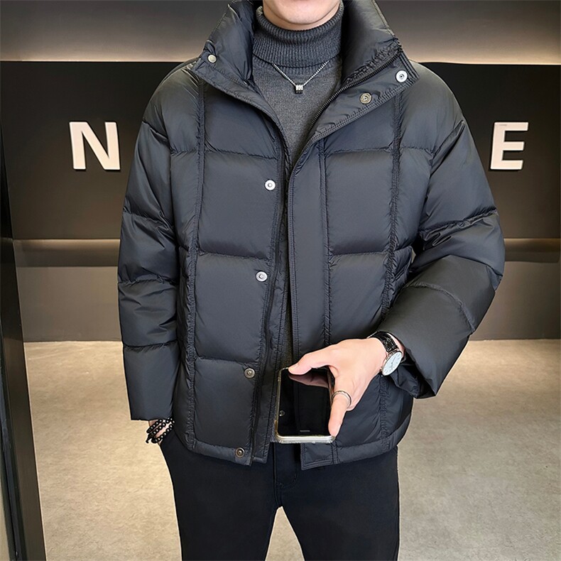 新款男士小立领羽绒服夹克加厚防寒309B-3-81068-P235图片