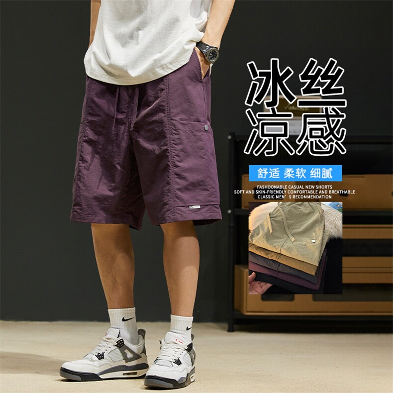抖音品质冰丝休闲短裤男夏季新款宽松A146-GY254特p25量大优图片