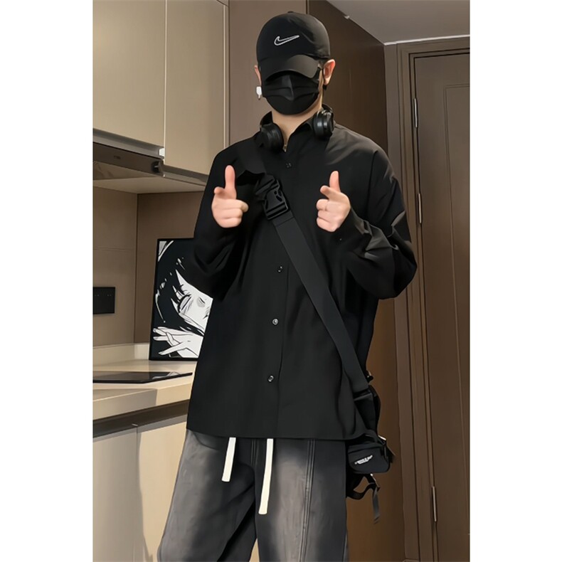 长袖衬衫男痞帅高级感垂感基础款衬衫C2173-P22【特价】无差价,男装衬衫,电商A007