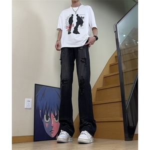 美式高街ins小众破洞牛仔裤货号K755P6578图片
