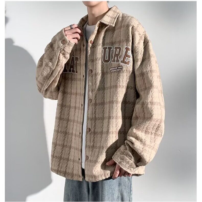 小香风格子外套男春秋季翻领夹克港风潮流宽松情侣衣服JK2301/P52,男装夹克,星座506