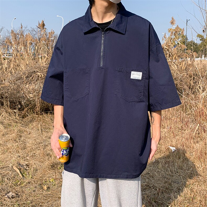 2023新款夏季工装纯色男短袖潮流宽松休闲日系T恤T777-P32,男装T恤,星座512-2