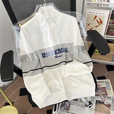 POLO衫男士韩版潮流高街帅气拼色字母2025春季ins卫衣WB263-P32，男装卫衣，星座412