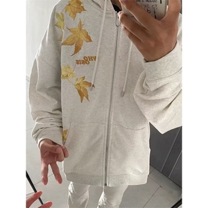 美式复古枫叶刺绣卫衣男女小众设计感休闲潮百搭外套WY05图片