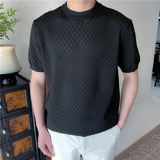 春夏男士圆领针织衫冰丝凉爽镂空短袖T恤B3007-P53，男装T恤，星座1012-1